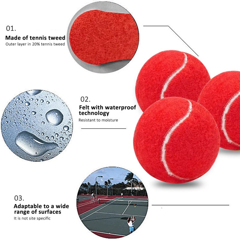 URBEST Tennis Balls, 12 Packs Training Tennis Balls Practice Balls for Novice Player, Pet Dog Playing Balls with Mesh Carry Bag (Red) - Image 3
